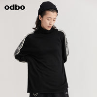 【商場同款】odbo/歐迪比歐提花高領針織衫女秋冬2022年新款毛衣