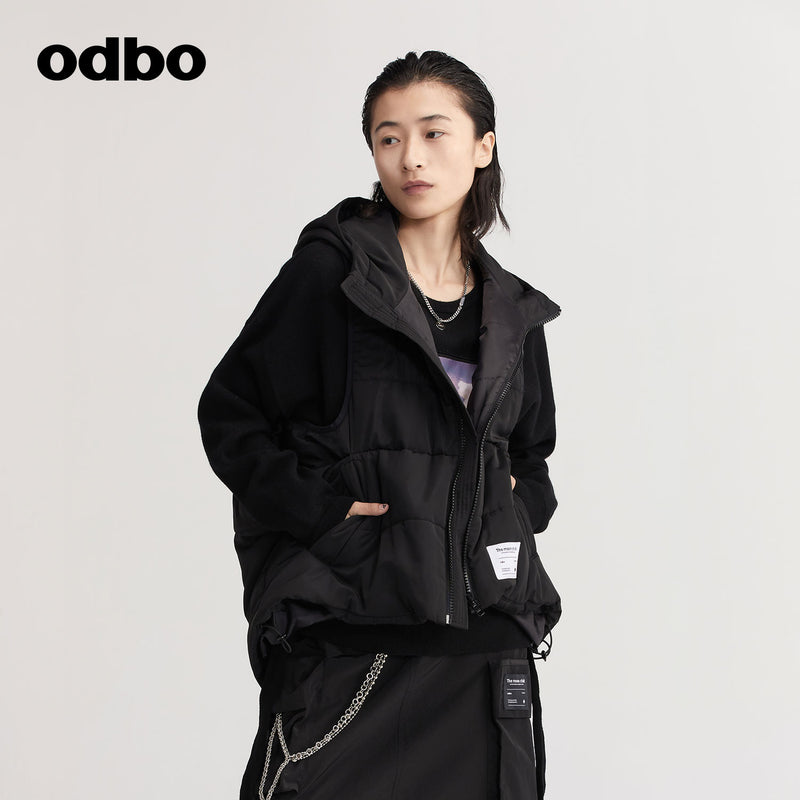 【商場同款】odbo/歐迪比歐秋冬2022新款馬甲女設計感保暖棉服
