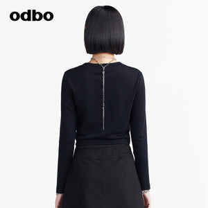 Odbo/歐迪比歐專櫃同款設計師品牌 短款休閒T恤女