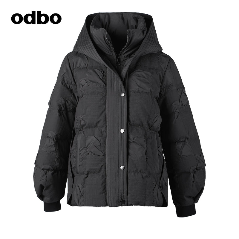 【商場同款】odbo/歐迪比歐秋冬2022新款白鴨絨羽絨服女麵包服