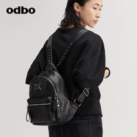 【商場同款】odbo/歐迪比歐真皮簡約雙肩包女旅行上班族牛皮包包