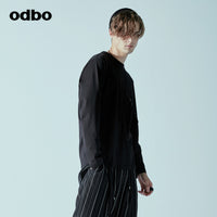 Odbo/歐迪比歐2022春季男新款設計師品牌圓領長袖T恤