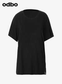 Odbo 原創設計感小眾後背流蘇短袖t恤女夏季2022新款黑色休閒上衣