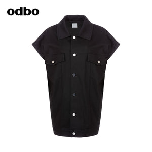 Odbo/歐迪比歐 洋氣時髦工裝牛仔馬夾背心女外搭夏季新款時尚減齡