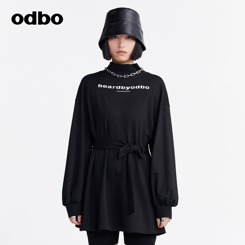 Odbo/歐迪比歐專櫃同款設計師品牌休閒收腰T恤女