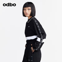 Odbo/歐迪比歐專櫃同款設計師品牌秋冬短款長袖衛衣女圓領