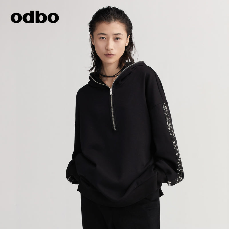 【商場同款】odbo/歐迪比歐設計感小眾衛衣女秋冬2022年新款外套