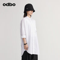 【商場同款】odbo/歐迪比歐2022新款白色襯衫女寬鬆百搭襯衣