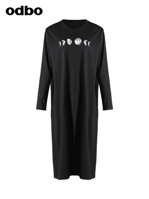 【商場同款】odbo/歐迪比歐春裝2022年新款連衣裙長款寬鬆純棉裙