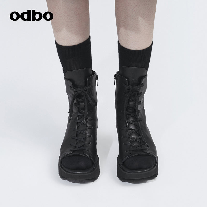 Odbo/歐迪比歐專櫃同款設計師品牌馬丁靴女