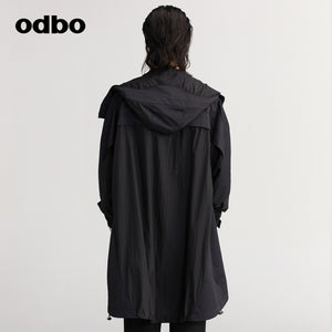 【商場同款】odbo/歐迪比歐設計感風衣女秋冬2022年新款斗篷外套