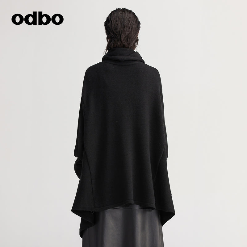 【商場同款】odbo/歐迪比歐不規則針織衫女秋冬2022新款外穿毛衣