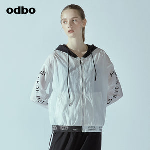 Odbo/歐迪比歐2022春季女新款設計師品牌連帽防曬外套