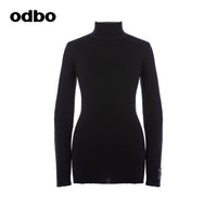 【商場同款】odbo/歐迪比歐秋冬2022新款黑色針織衫女打底毛衣