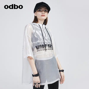 Odbo/歐迪比歐專櫃同款設計師品牌短袖連帽罩衫衛衣T恤