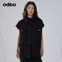 Odbo/歐迪比歐 洋氣時髦工裝牛仔馬夾背心女外搭夏季新款時尚減齡