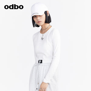 Odbo/歐迪比歐專櫃同款設計師品牌 短款休閒T恤女