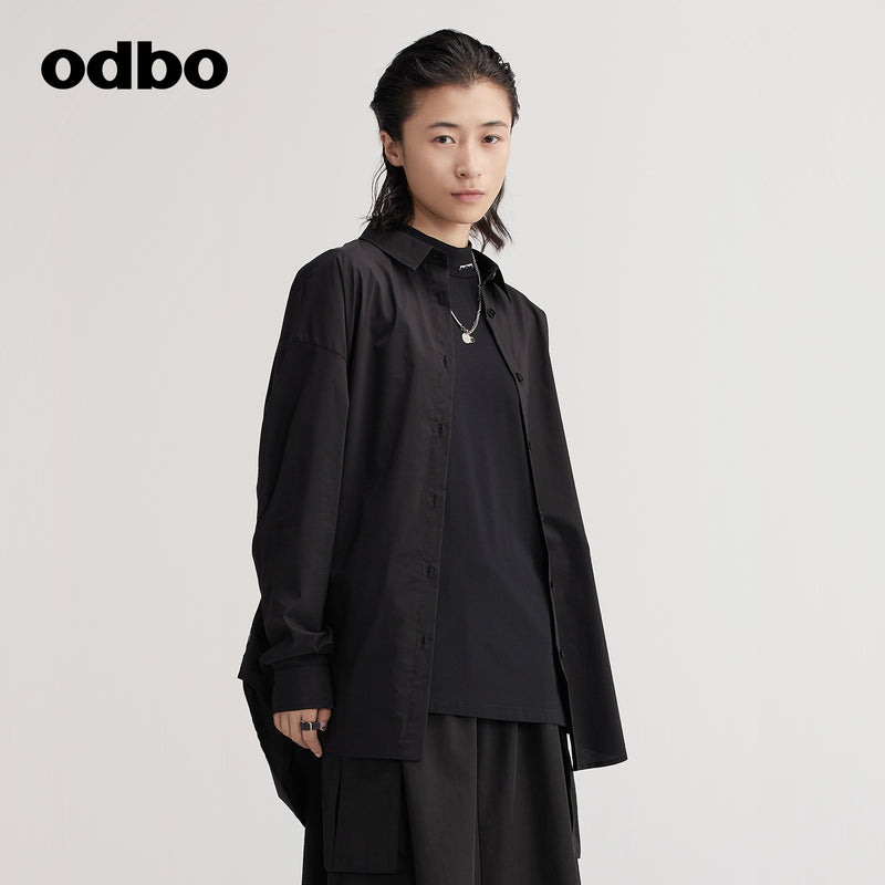 【商場同款】odbo/歐迪比歐中長款襯衫女小眾2022時尚上衣