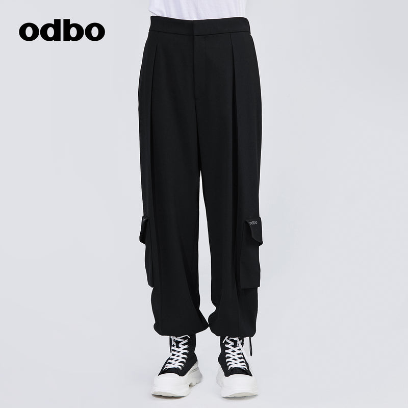 Odbo 商場同款2022夏季新款工裝風寬鬆百搭休閒褲女束腳運動褲子