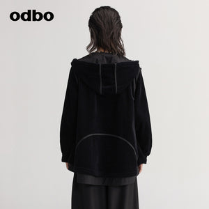 【商場同款】odbo/歐迪比歐時尚外套女秋冬季2022新款兩面穿上衣