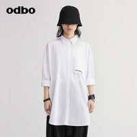 【商場同款】odbo/歐迪比歐2022新款白色襯衫女寬鬆百搭襯衣