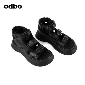 odbo2022年新款厚底增高牛皮羅馬鞋