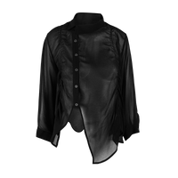 Odbo 夏季2022年新款時尚薄款黑色襯衫女設計感小眾抽褶防曬上衣